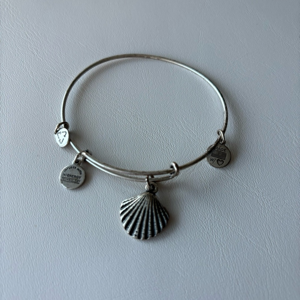 Alex and Ani SeaShell Silver Bracelet Bangle Charm Collectible Ocean Beach Sea